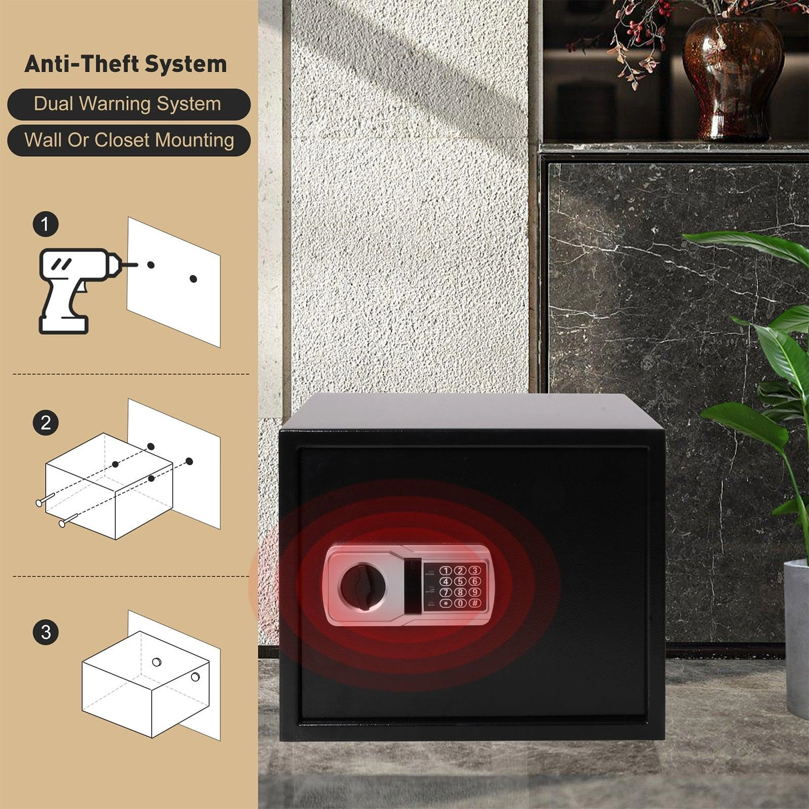 SecureSafe Digital Safe Box with Alarm and Adjustable Shelf
