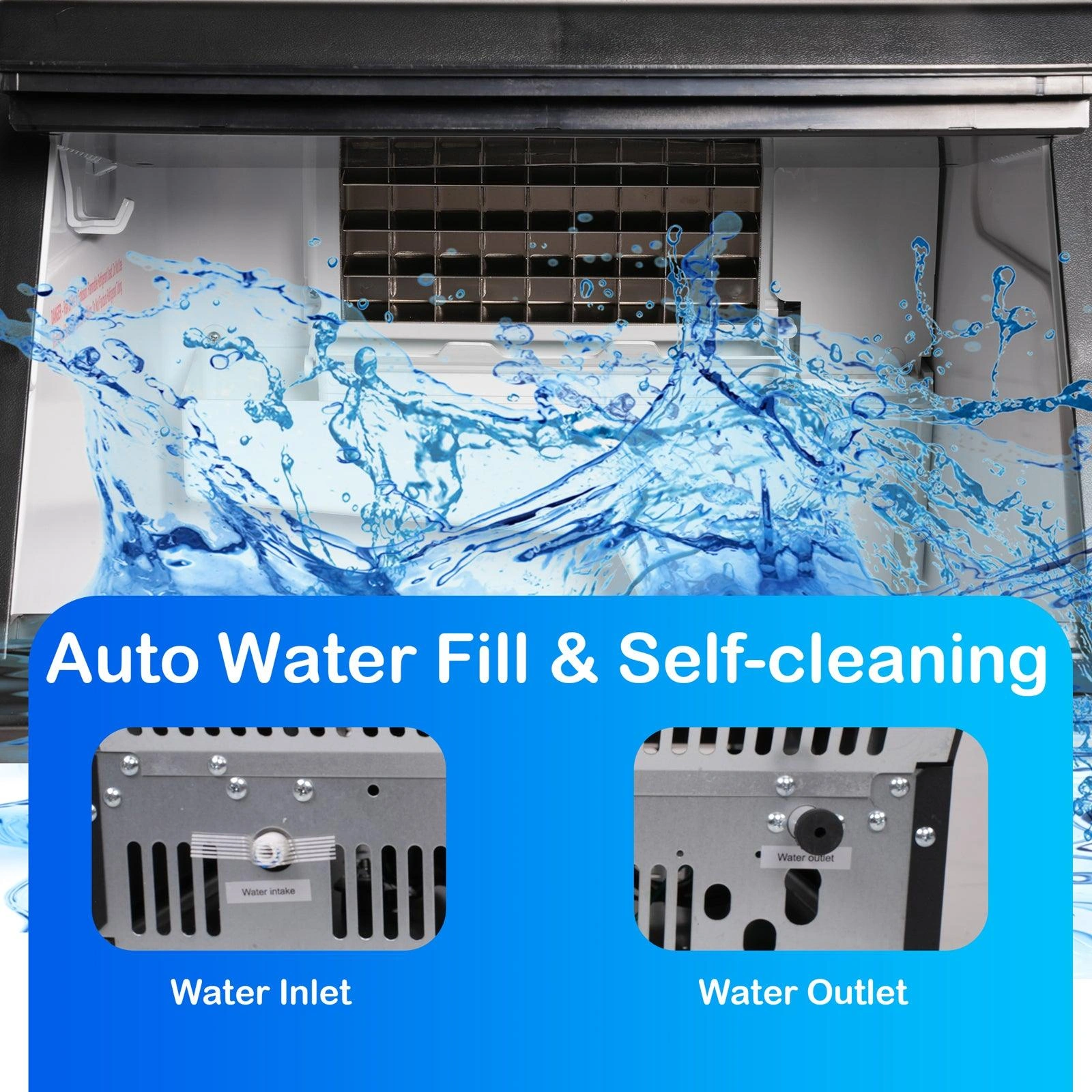 Premium Stainless Steel Ice Maker - 100lbs of Fresh Ice, 24/7!