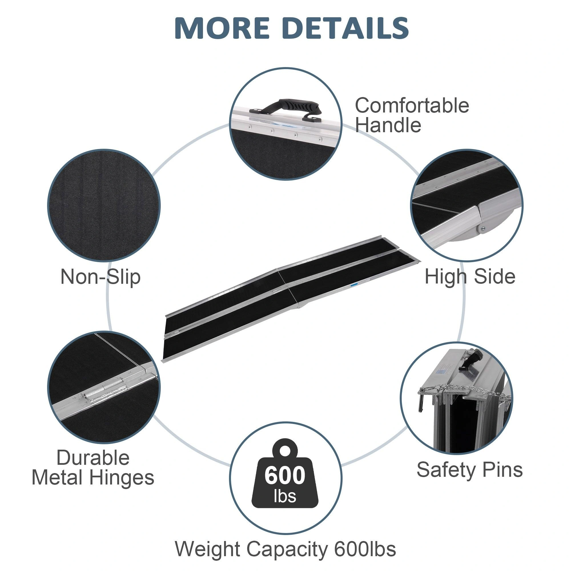Smooth Ride Ramp: 10ft Folding Aluminum Mobility Ramp with Easy Handle.